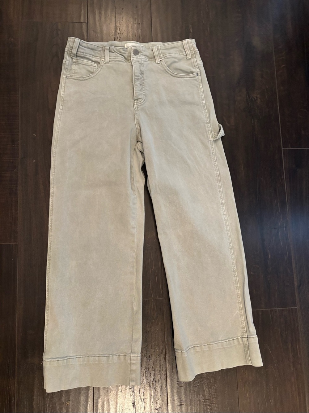 High-Rise Cropped Wide-Leg Jeans in Light Taupe